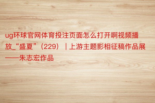 ug环球官网体育投注页面怎么打开啊视频播放_“盛夏”（229） | 上游主题影相征稿作品展——朱志宏作品