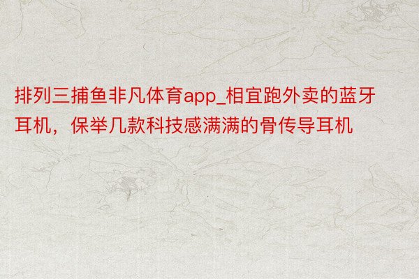 排列三捕鱼非凡体育app_相宜跑外卖的蓝牙耳机，保举几款科技感满满的骨传导耳机